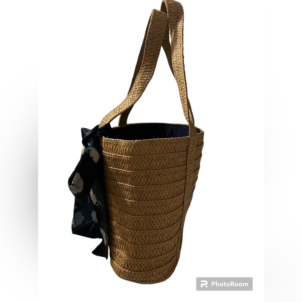 DRAPER JAMES NATURAL STRAW BAG. With bow Summer pool party Beach flirty Romantic - Picture 8 of 15